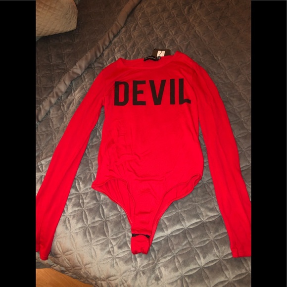 PrettyLittleThing Tops - RED BODYSUIT LONGSLEEVES